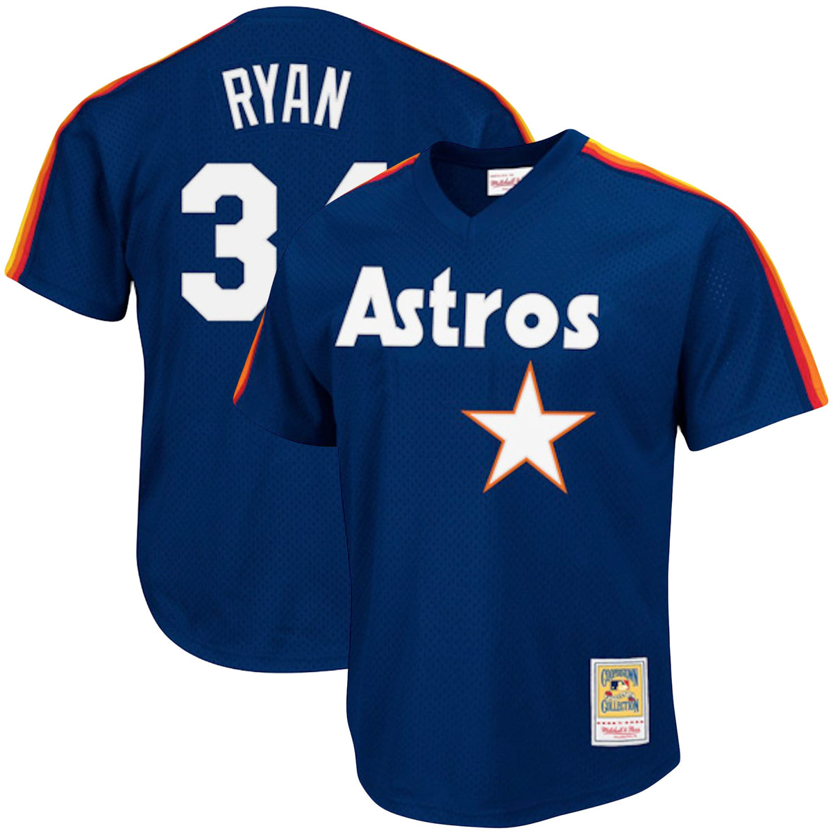 Nolan Ryan Houston Astros Mitchell Ness Cooperstown Collection Big Tall Mesh Batting Practice Jersey Navy