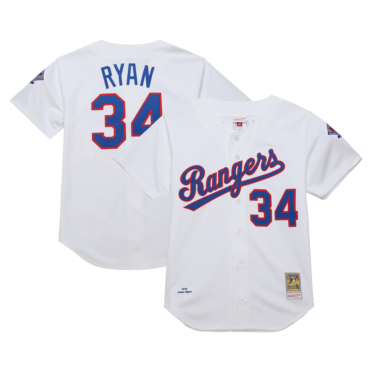 Nolan Ryan Texas Rangers Mitchell Ness 1993 Cooperstown Collection Authentic Jersey White