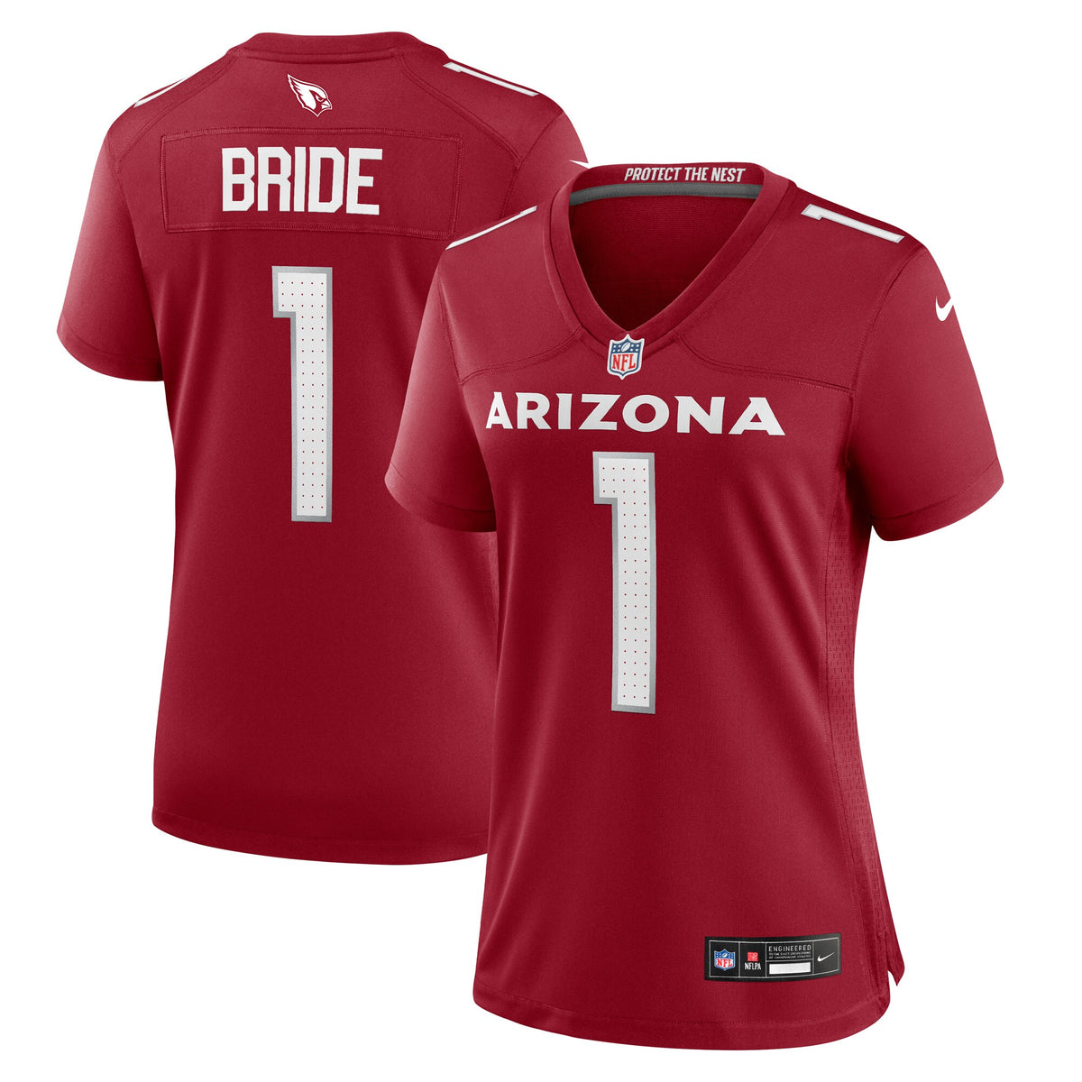 Number 1 Bride Arizona Cardinals Nike Women's Game Jersey Cardinal