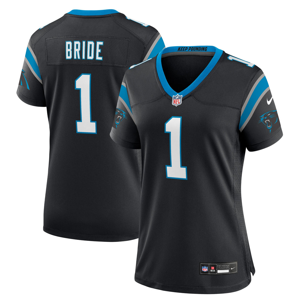 Number 1 Bride Carolina Panthers Nike Women's Game Jersey Black