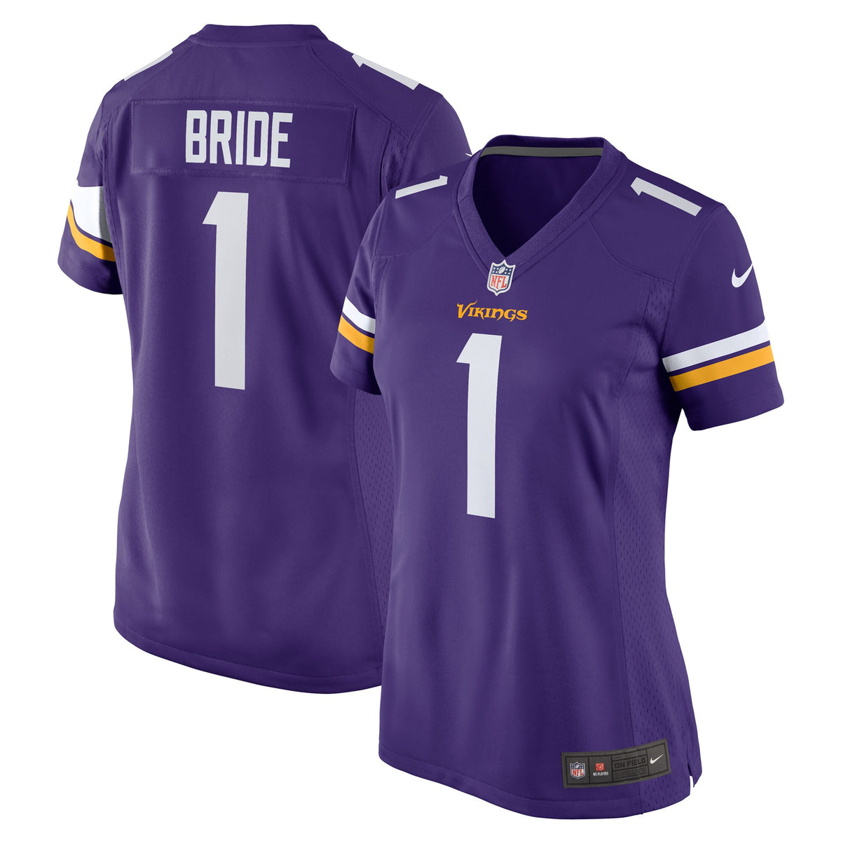 Number 1 Bride Minnesota Vikings Nike Women's Game Jersey Purple