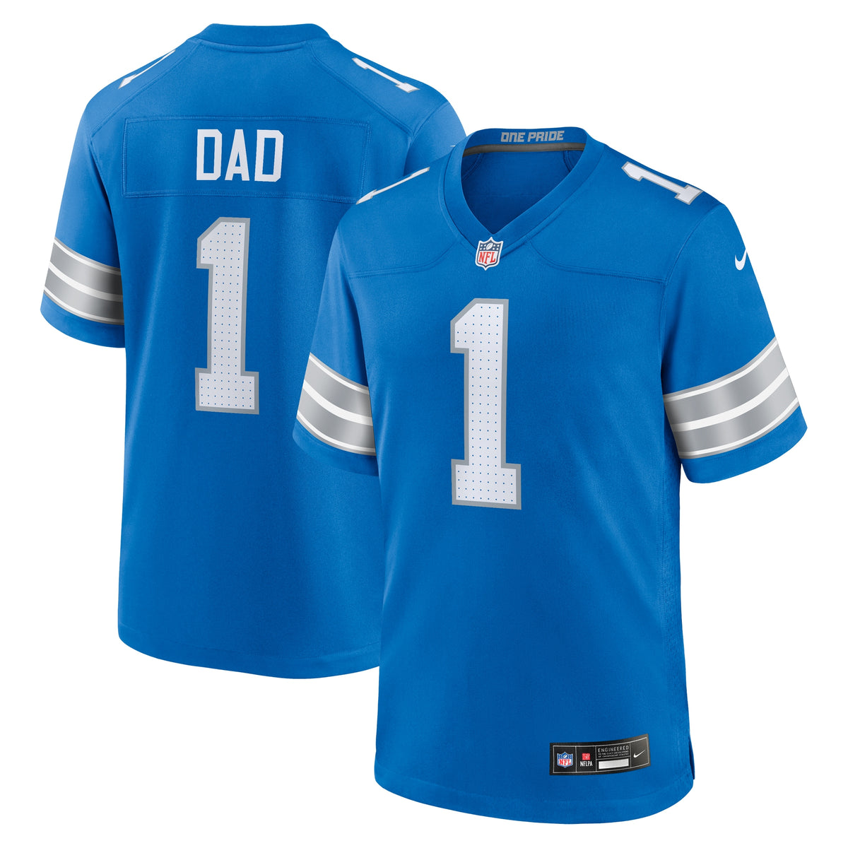 Number 1 Dad Detroit Lions Nike Game Jersey Blue