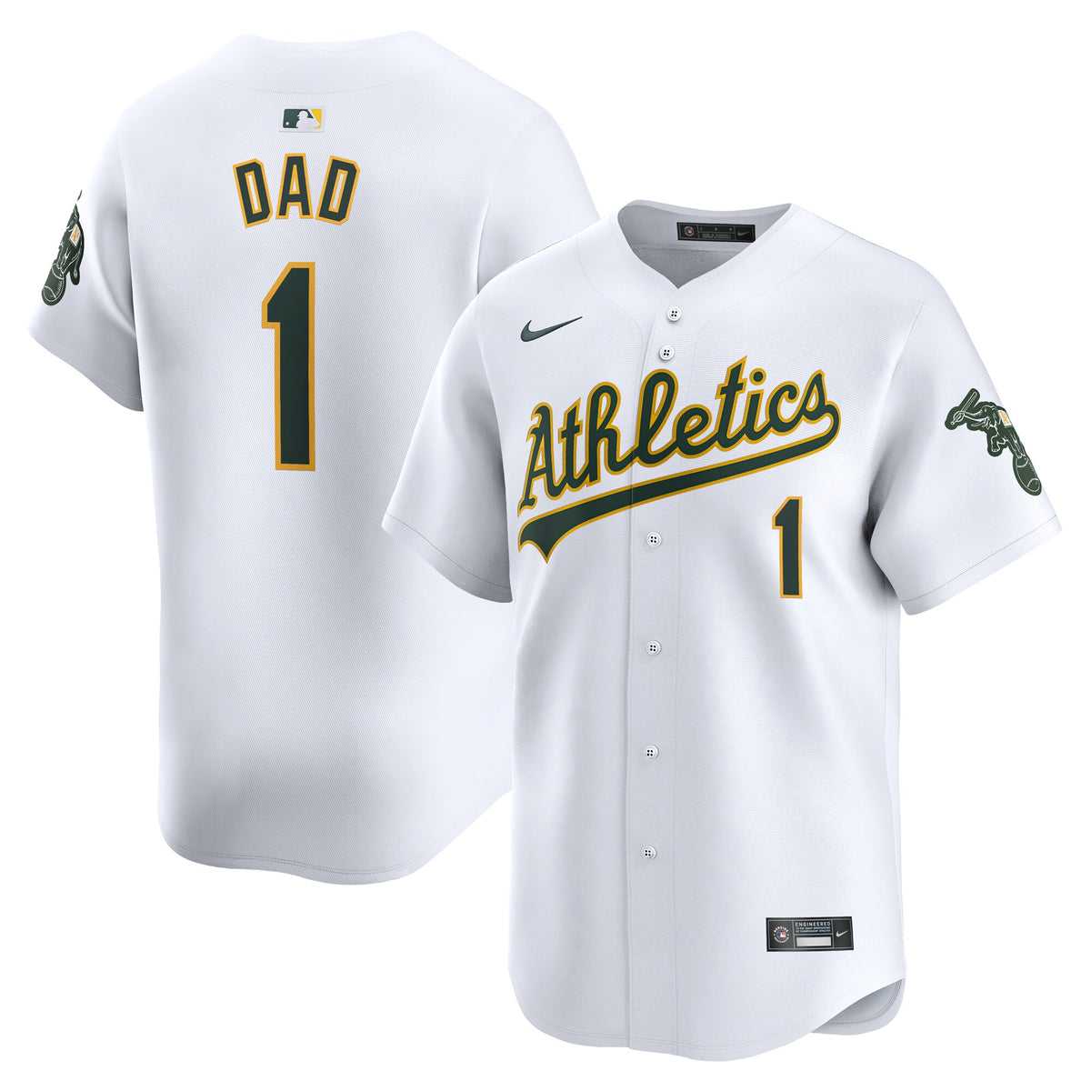 Oakland Athletics Nike #1 Dad Home Limited Jersey White
