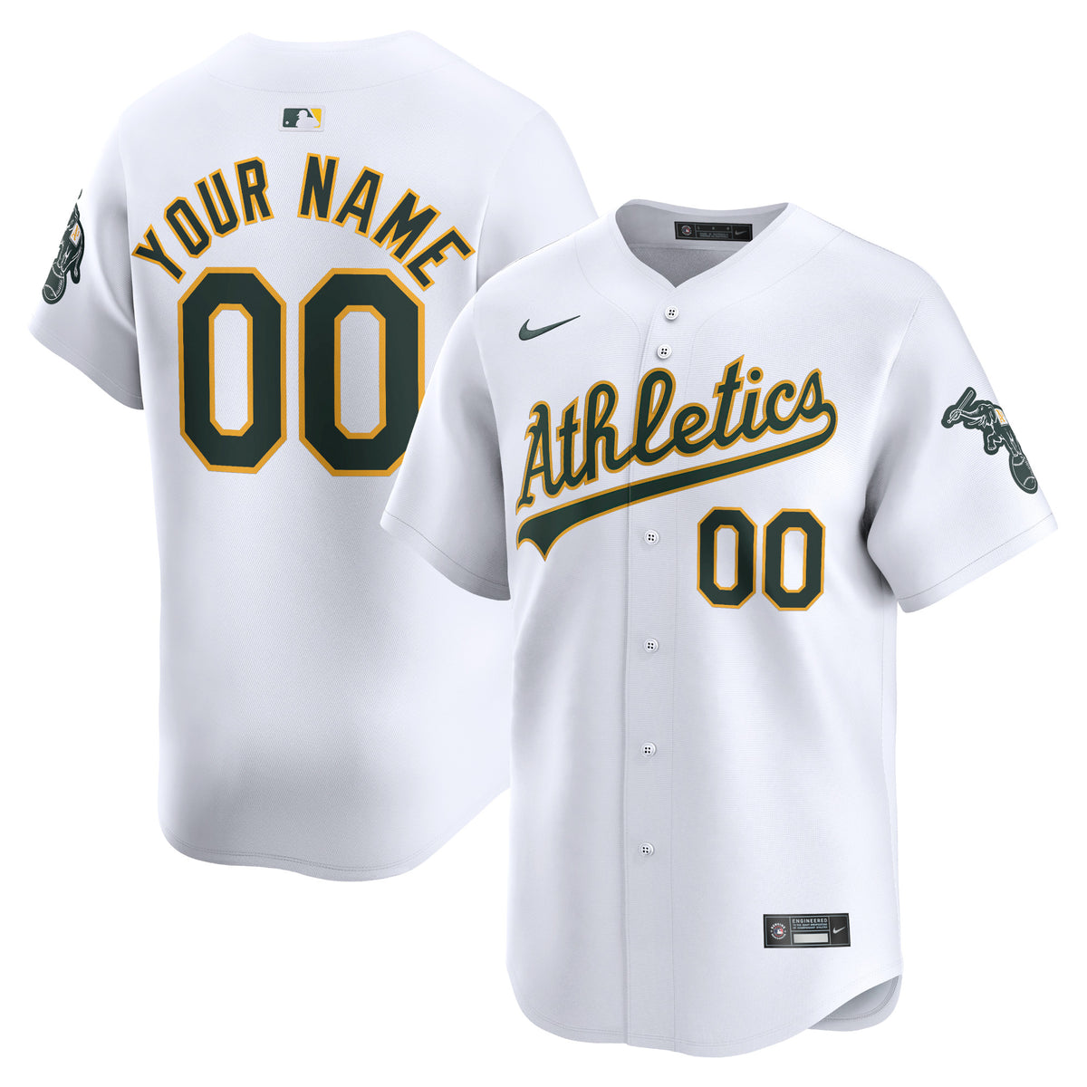 Oakland Athletics Nike Home Limited Custom Jersey White