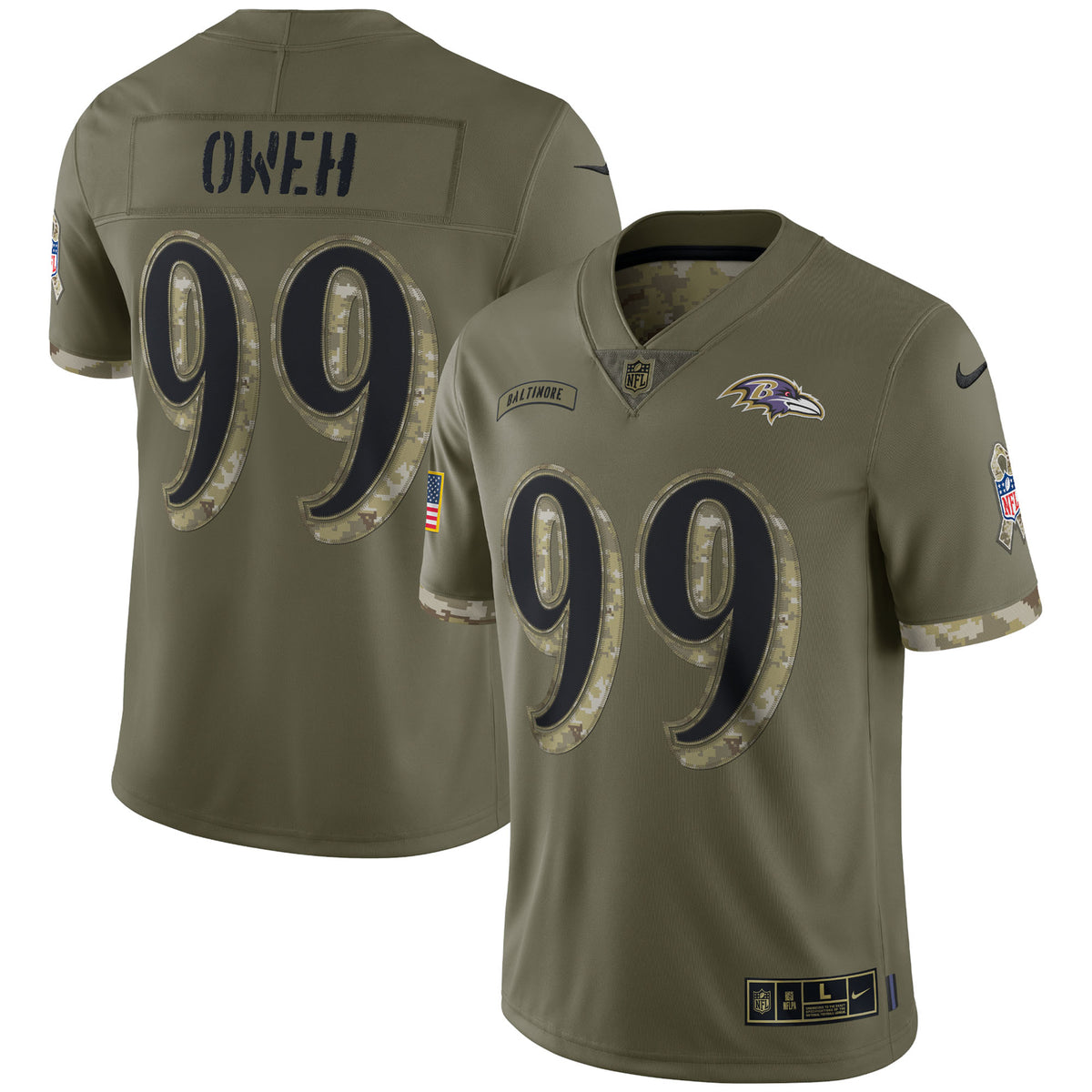 Odafe Oweh Baltimore Ravens Nike 2022 Salute To Service Limited Jersey Olive