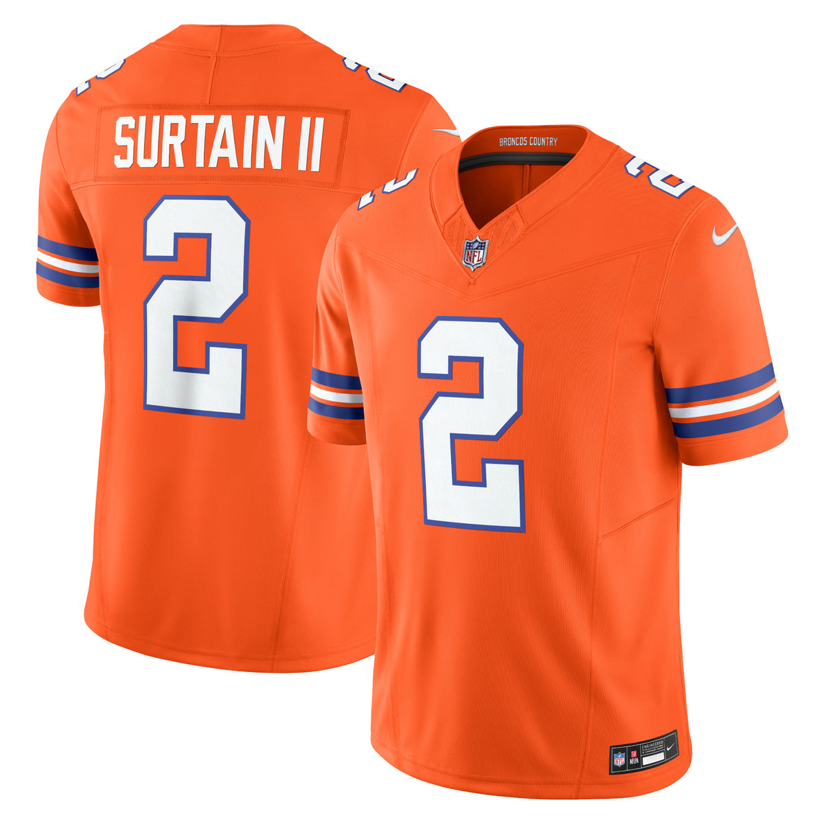 Patrick Surtain II Denver Broncos Nike Alternate Mile High Collection 1977 Throwback Vapor F.U.S.E. Limited Jersey Orange