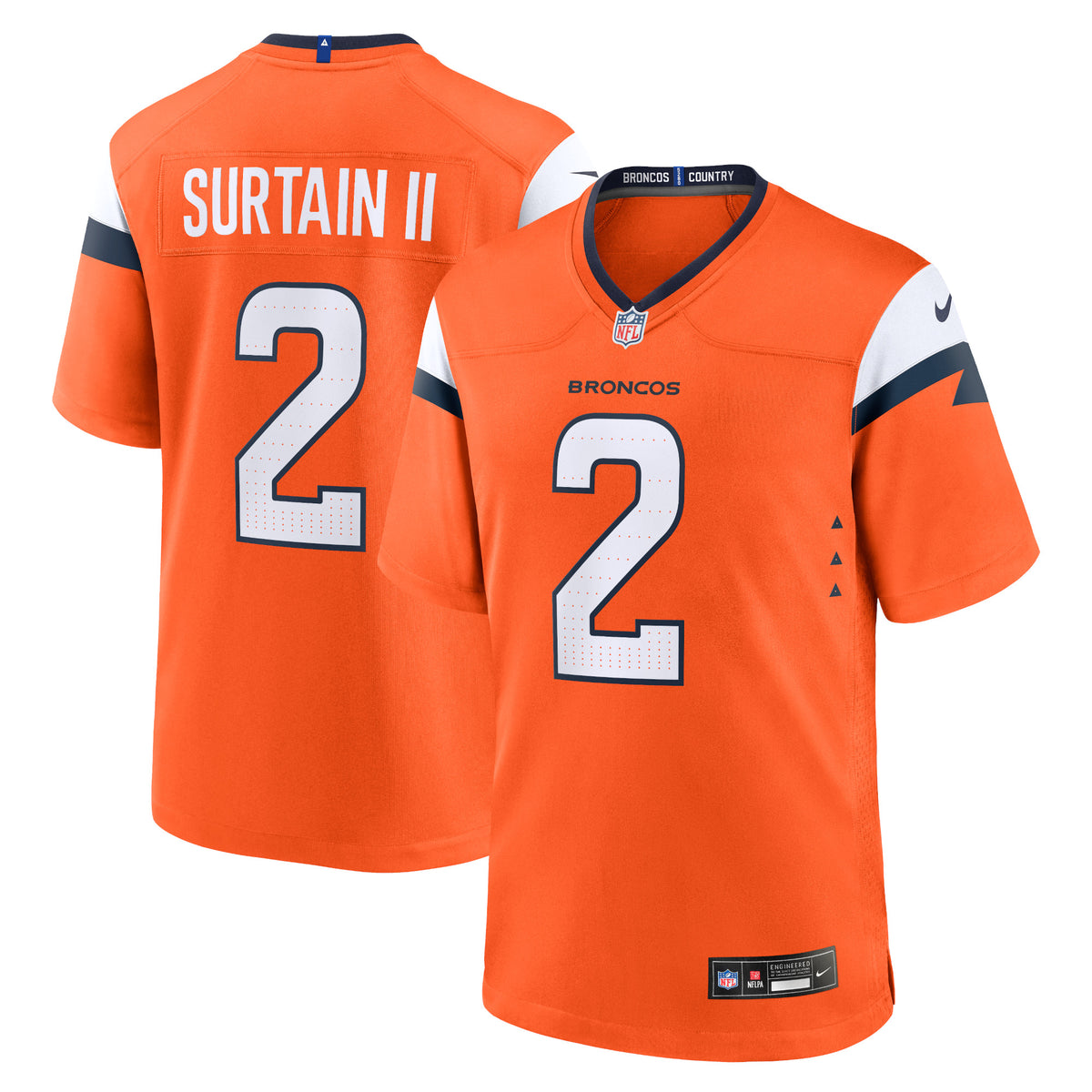 Patrick Surtain II Denver Broncos Nike Mile High Collection Game Jersey Orange