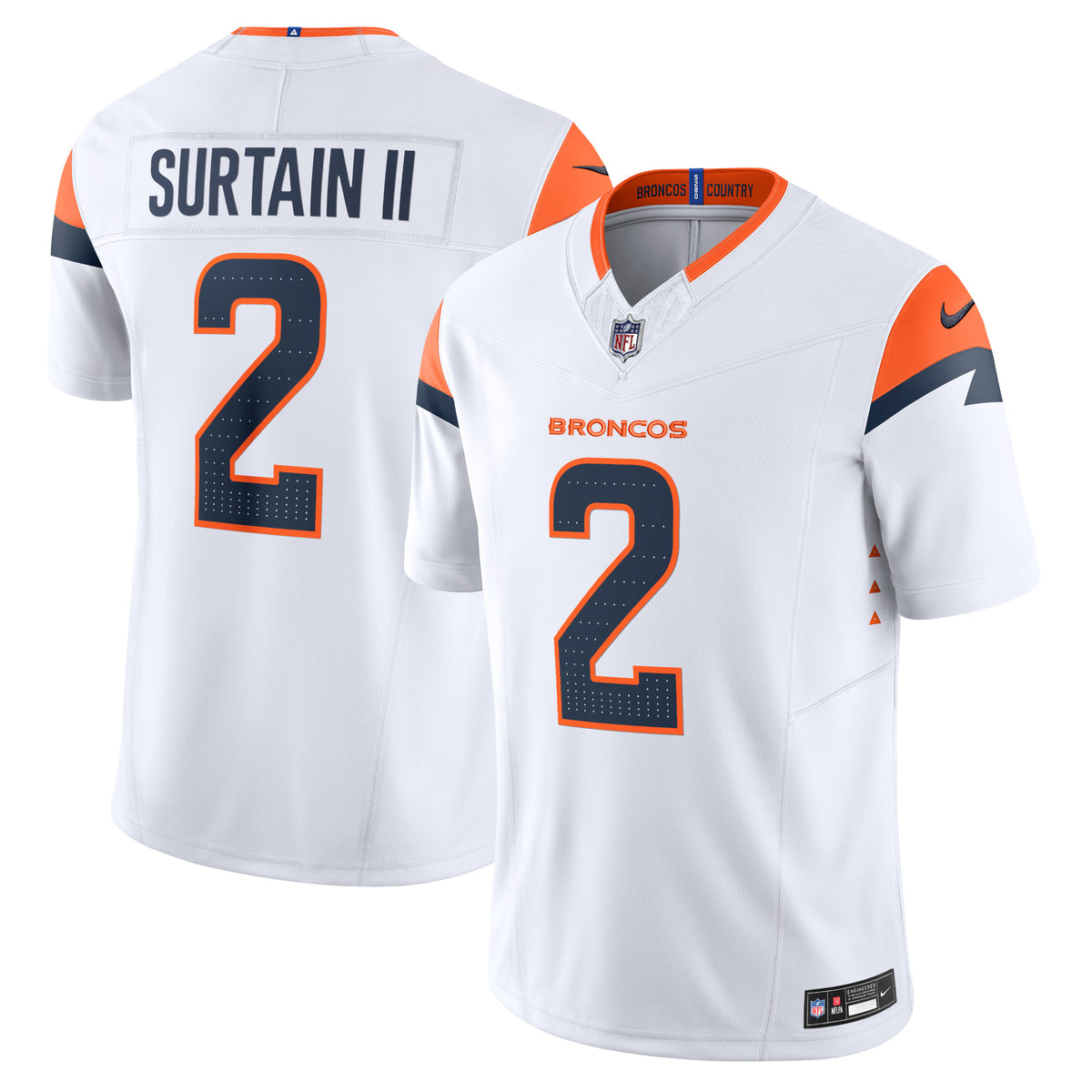 Patrick Surtain II Denver Broncos Nike Mile High Collection Vapor F.U.S.E. Limited Jersey White