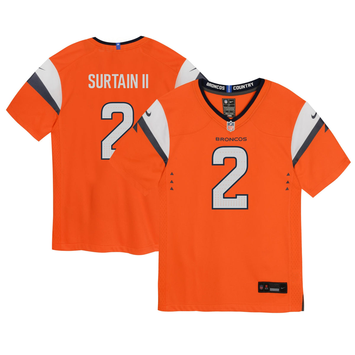 Patrick Surtain II Denver Broncos Nike Preschool Mile High Collection Game Jersey Orange