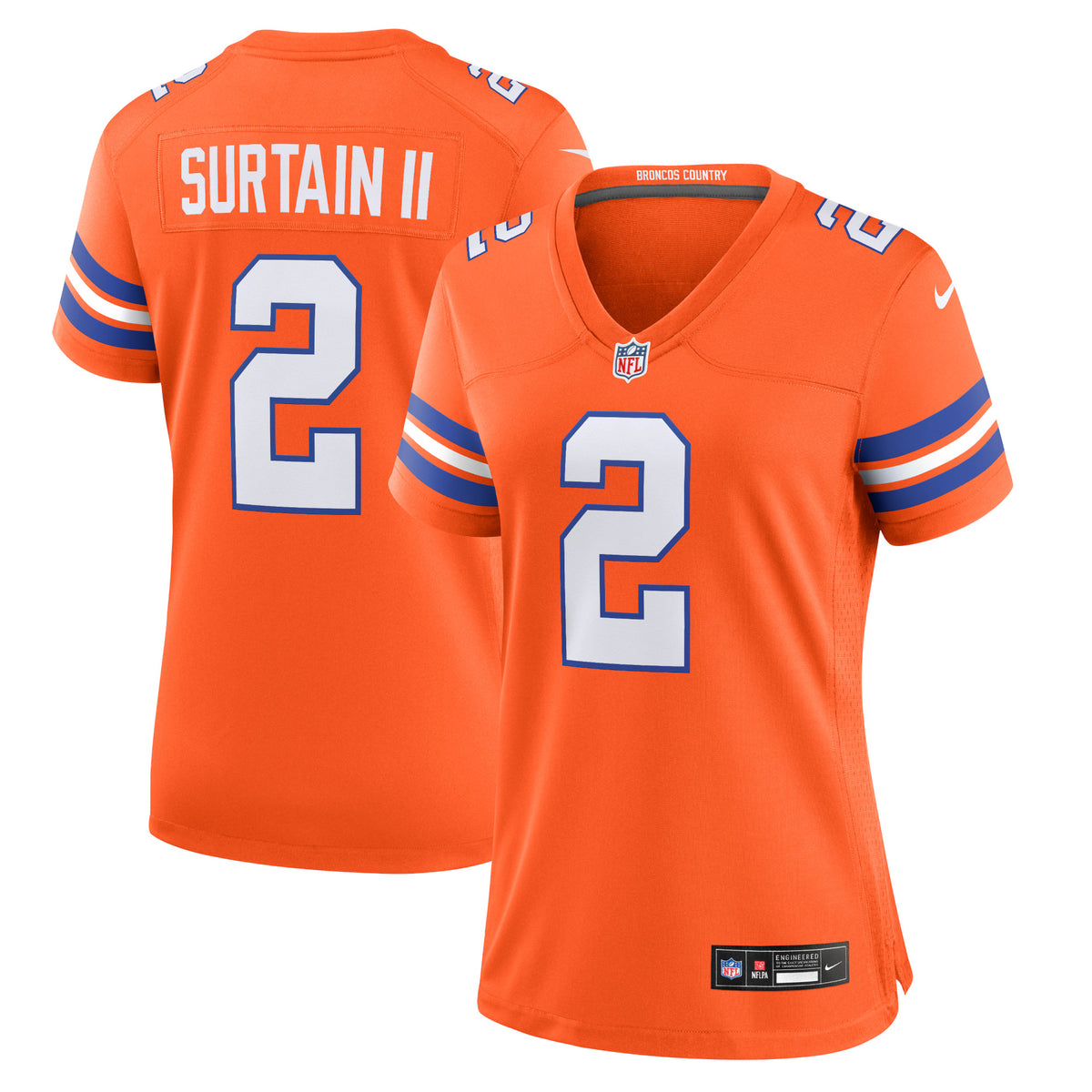 Patrick Surtain II Denver Broncos Nike Women's Mile High Collection 1977 Throwback Player Game Jersey Orange