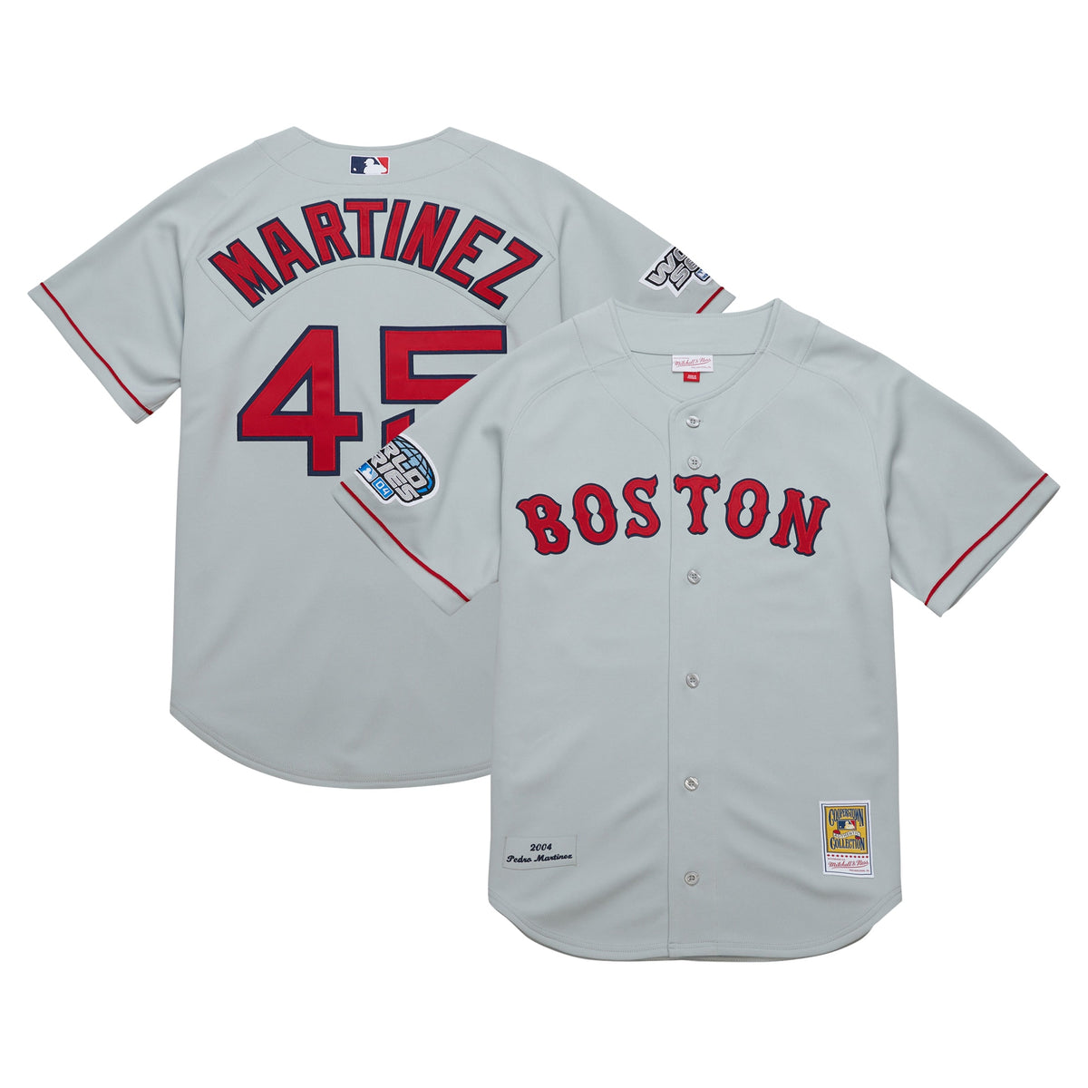 Pedro Martinez Boston Red Sox Mitchell Ness 2004 Cooperstown Collection Authentic Throwback Jersey Gray