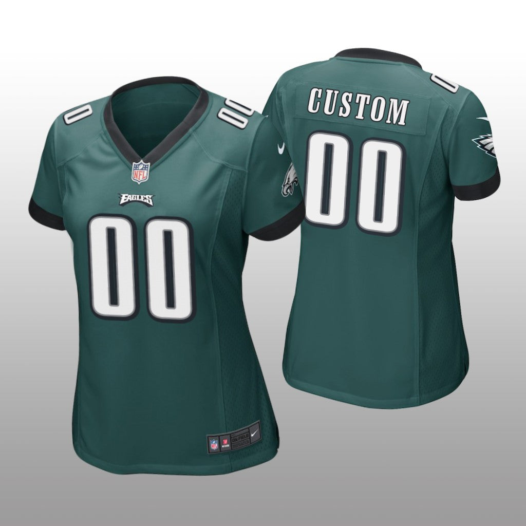 Philadelphia Eagles #00 Green Custom Game Jersey Women