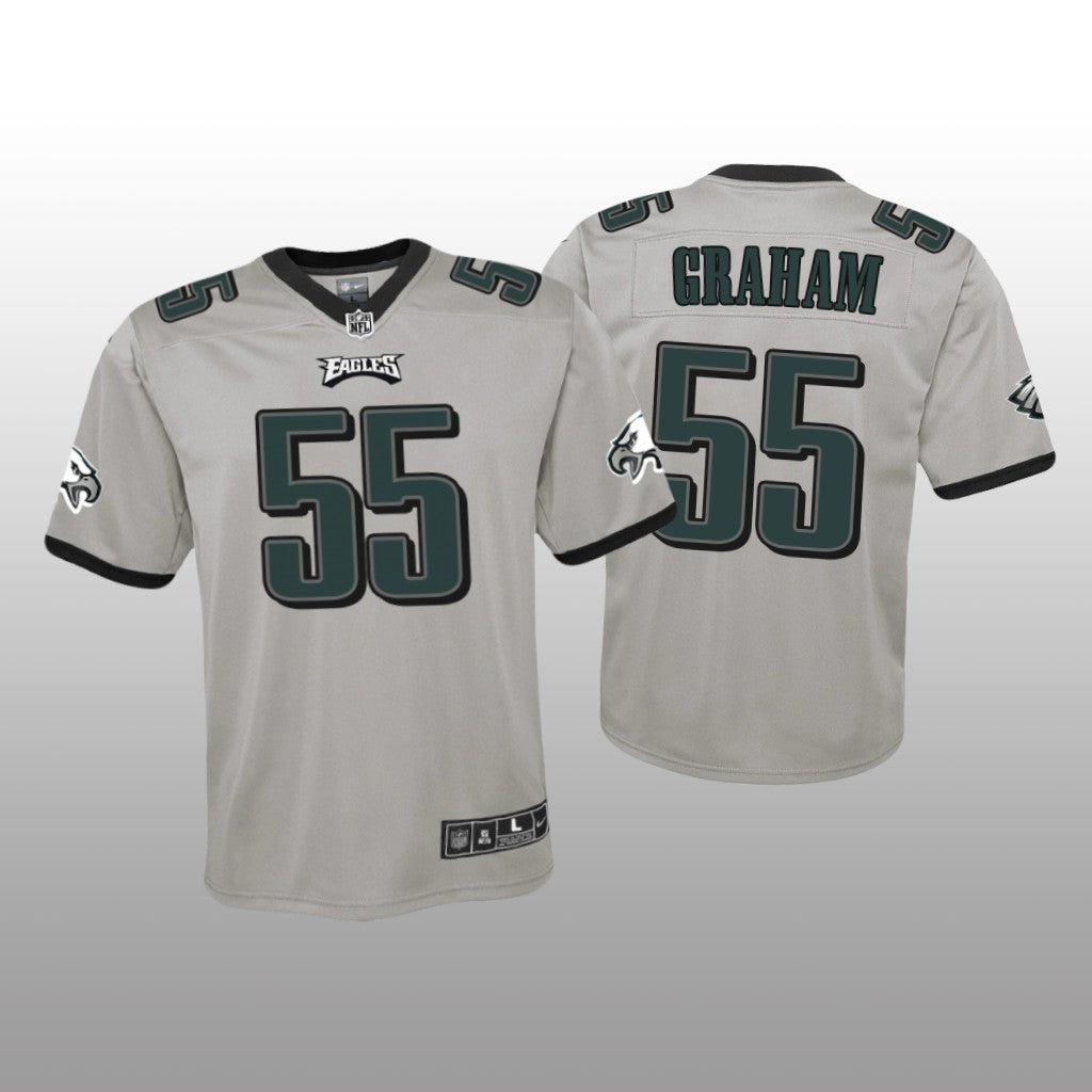 Philadelphia Eagles Brandon Graham Silver Jersey Inverted Game Youth