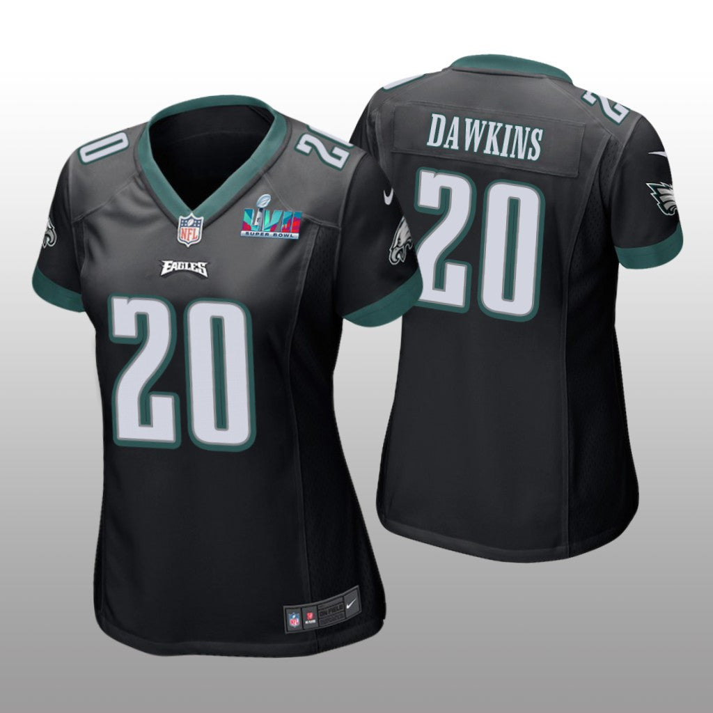 Philadelphia Eagles Brian Dawkins Black Game Jersey Super Bowl LVII Women's