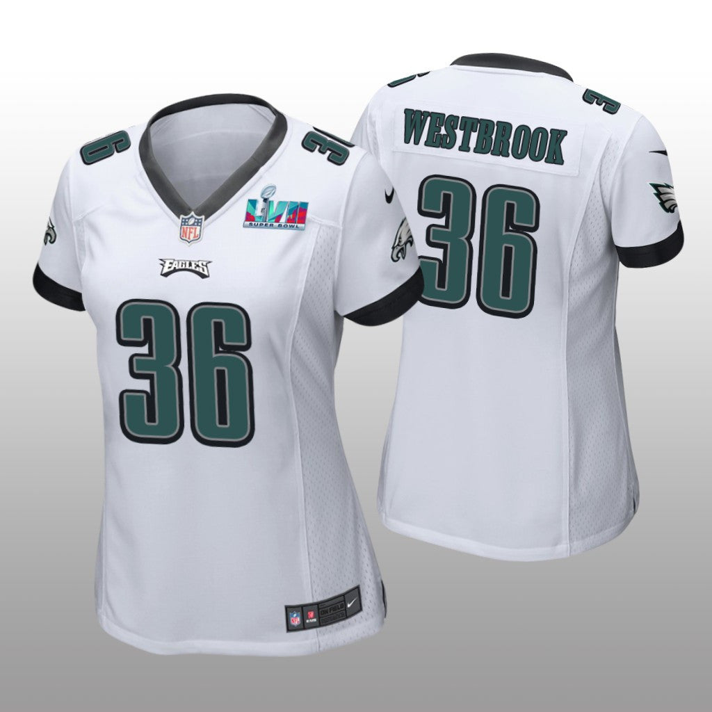 Philadelphia Eagles Brian Westbrook White Game Jersey Super Bowl LVII Women's