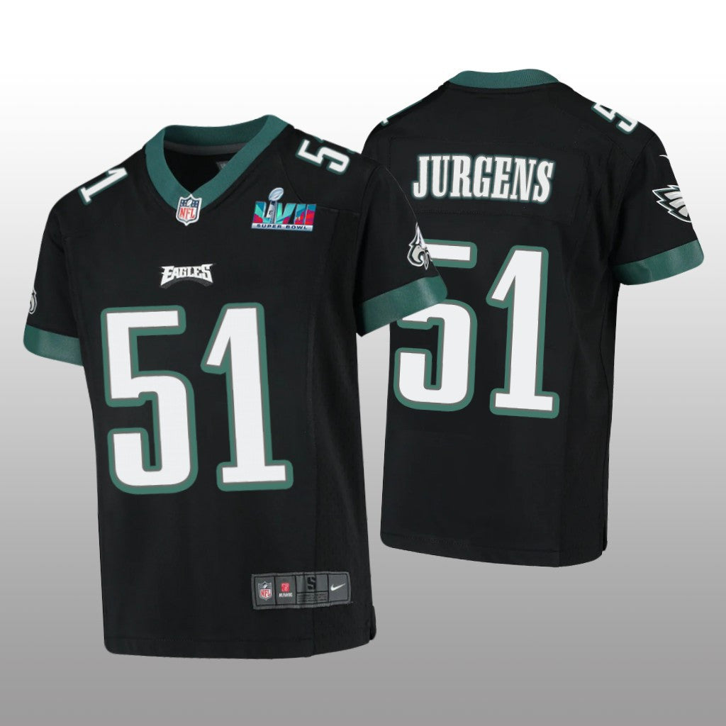 Philadelphia Eagles Cam Jurgens Black Game Jersey Super Bowl LVII Youth