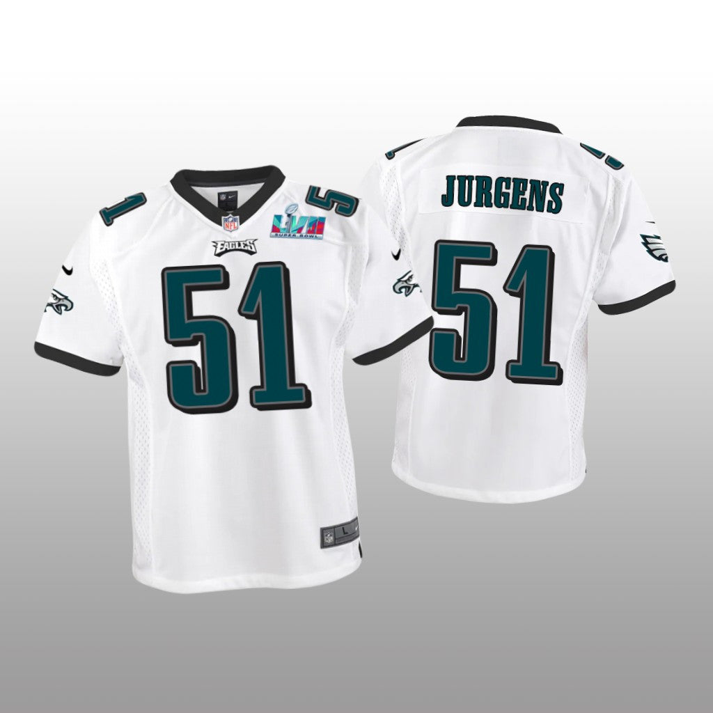 Philadelphia Eagles Cam Jurgens White Game Jersey Super Bowl LVII Youth