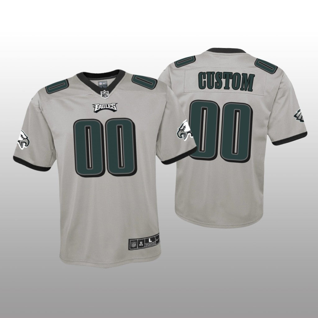 Philadelphia Eagles Custom Silver Jersey Inverted Game Youth