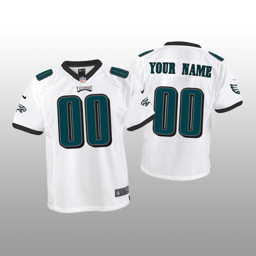 Philadelphia Eagles Custom White Jersey Game Youth