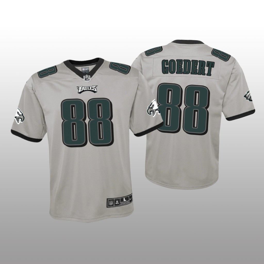 Philadelphia Eagles Dallas Goedert Silver Jersey Inverted Game Youth