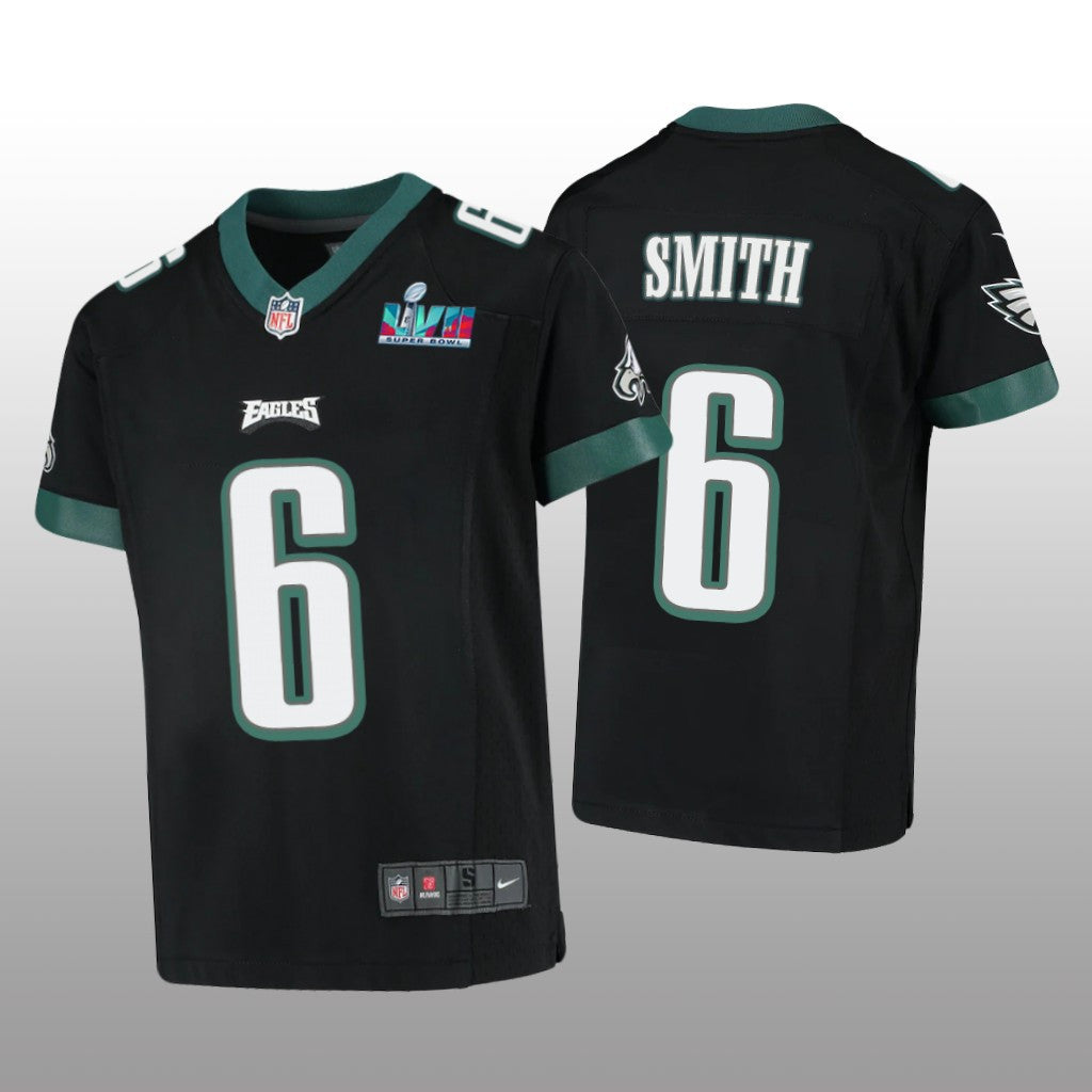 Philadelphia Eagles DeVonta Smith Black Game Jersey Super Bowl LVII Youth