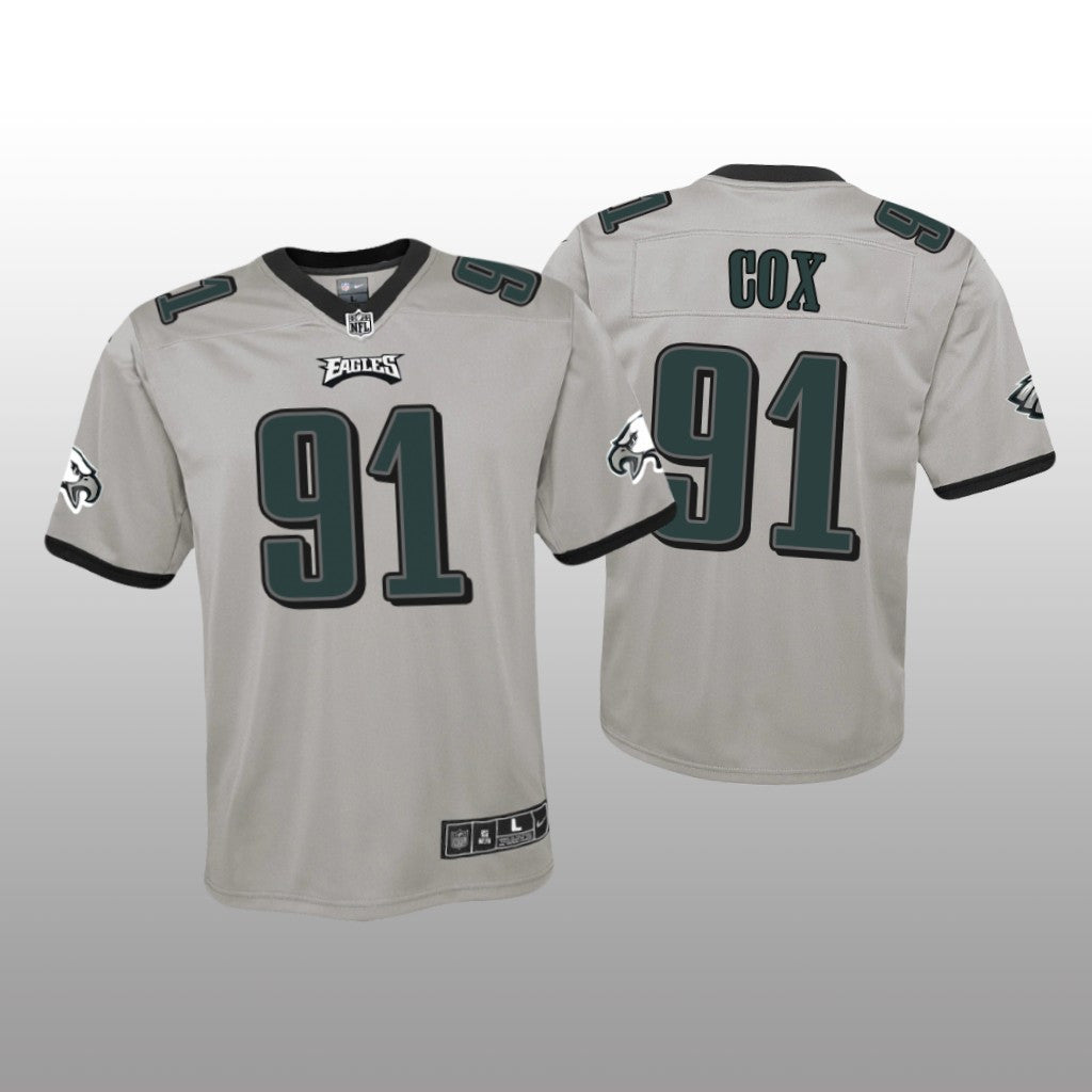 Philadelphia Eagles Fletcher Cox Silver Jersey Inverted Game Youth