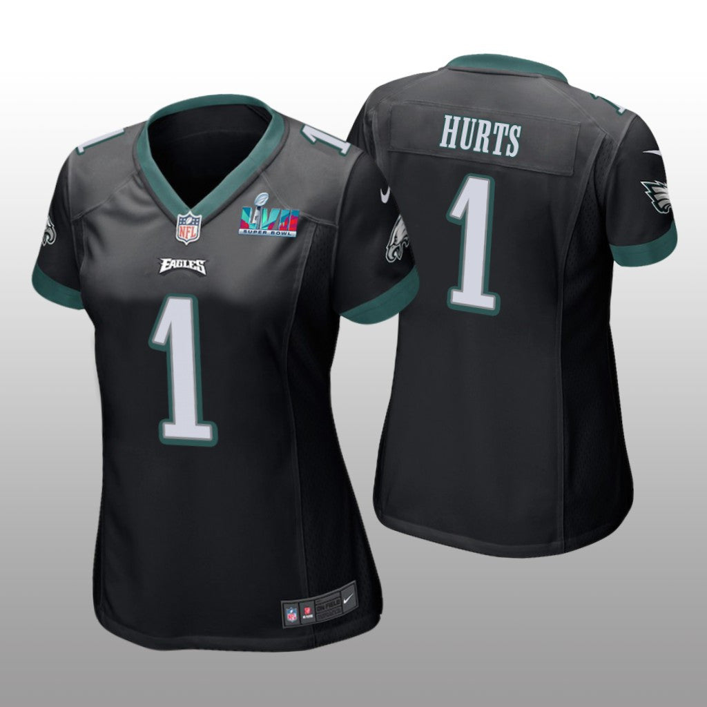Philadelphia Eagles Jalen Hurts Black Game Jersey Super Bowl LVII Women's