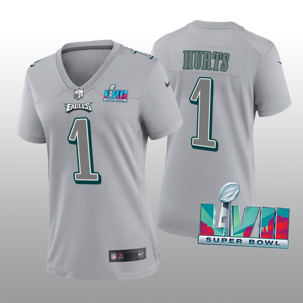Philadelphia Eagles Jalen Hurts Gray Atmosphere Jersey Super Bowl LVII Women's