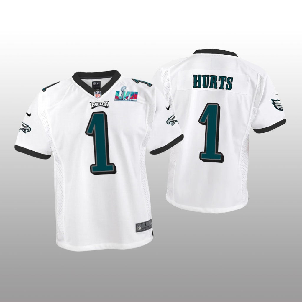 Philadelphia Eagles Jalen Hurts White Game Jersey Super Bowl LVII Youth