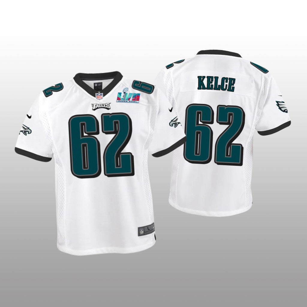 Philadelphia Eagles Jason Kelce White Game Jersey Super Bowl LVII Youth