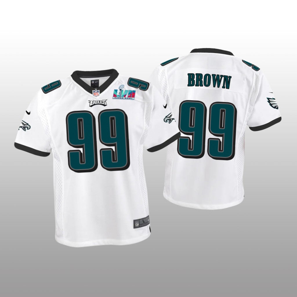 Philadelphia Eagles Jerome Brown White Game Jersey Super Bowl LVII Youth