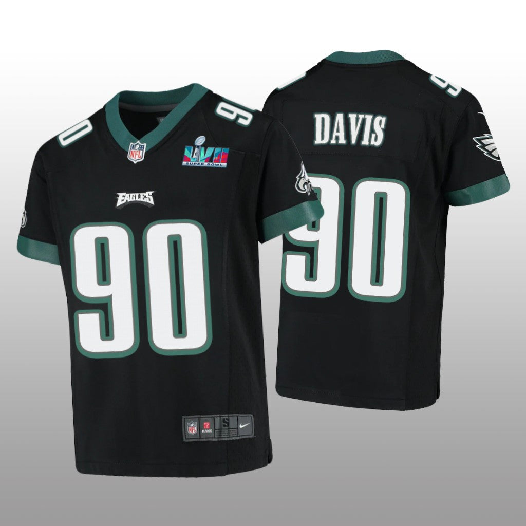 Philadelphia Eagles Jordan Davis Black Game Jersey Super Bowl LVII Youth