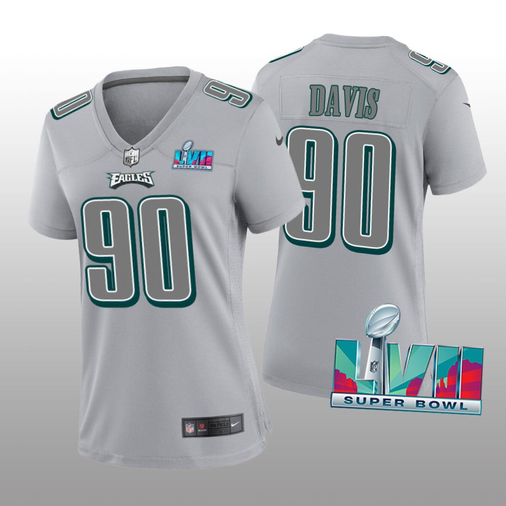Philadelphia Eagles Jordan Davis Gray Atmosphere Jersey Super Bowl LVII Women's