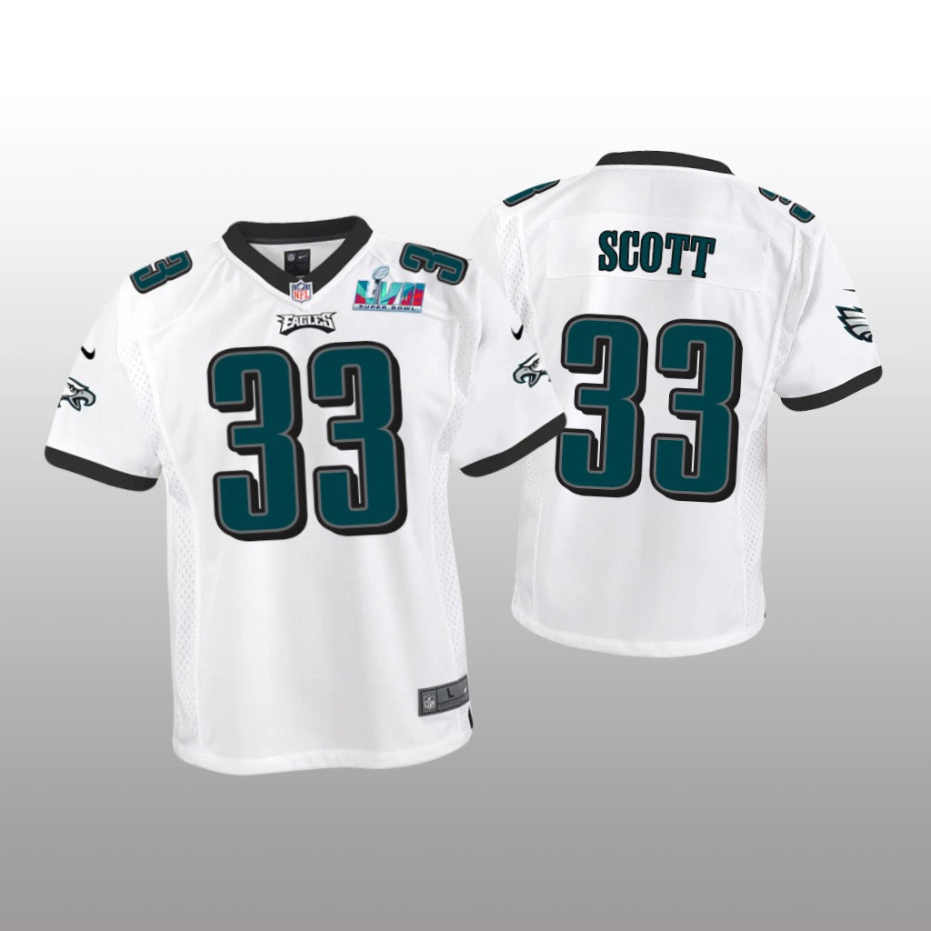 Philadelphia Eagles Josiah Scott White Game Jersey Super Bowl LVII Youth