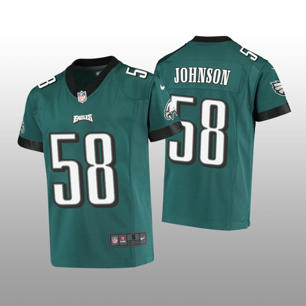 Philadelphia Eagles Kyron Johnson Midnight Green Jersey Game Youth
