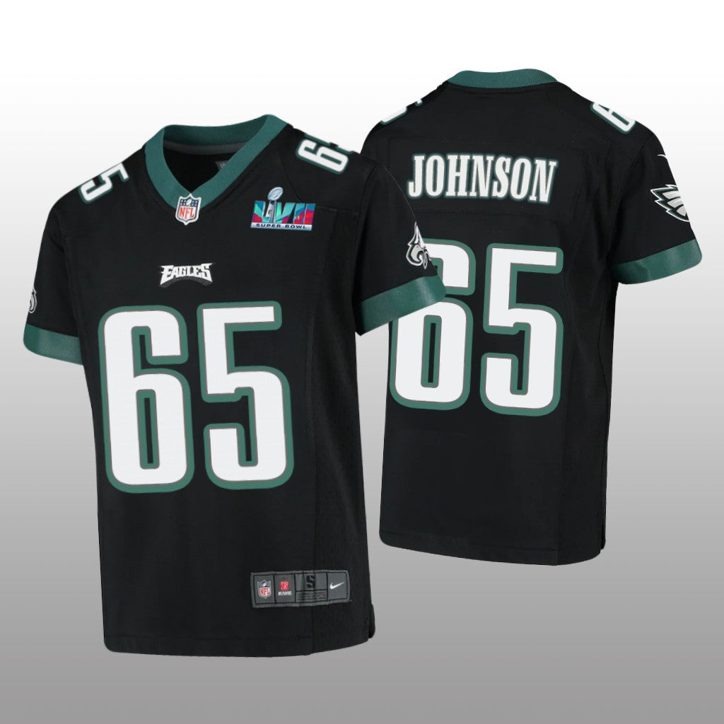 Philadelphia Eagles Lane Johnson Black Game Jersey Super Bowl LVII Youth