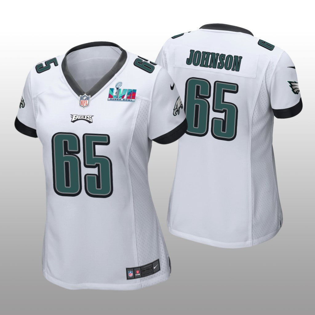 Philadelphia Eagles Lane Johnson White Game Jersey Super Bowl LVII Women's