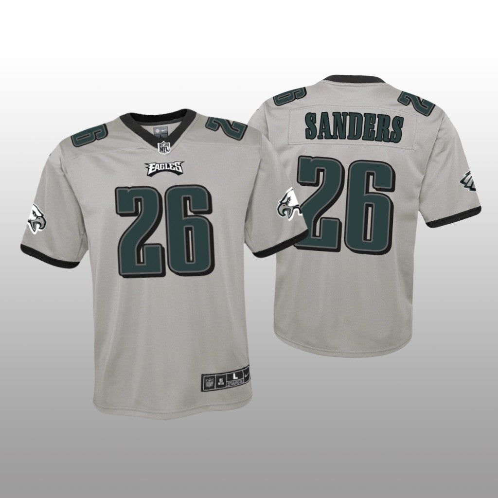 Philadelphia Eagles Miles Sanders Silver Jersey Inverted Game Youth