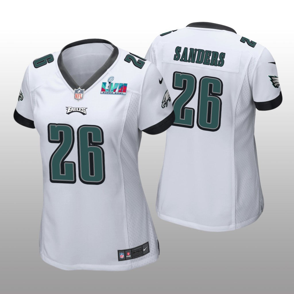 Philadelphia Eagles Miles Sanders White Game Jersey Super Bowl LVII Women's