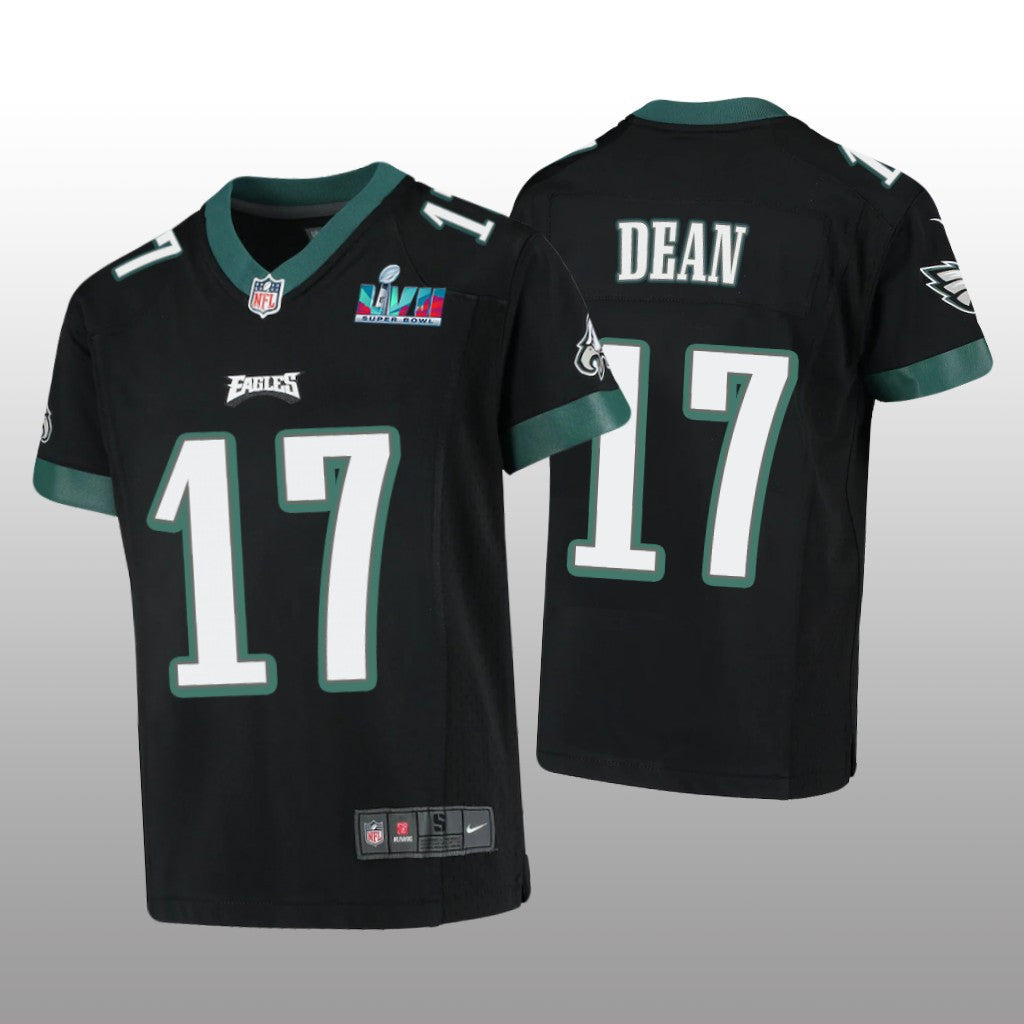 Philadelphia Eagles Nakobe Dean Black Game Jersey Super Bowl LVII Youth