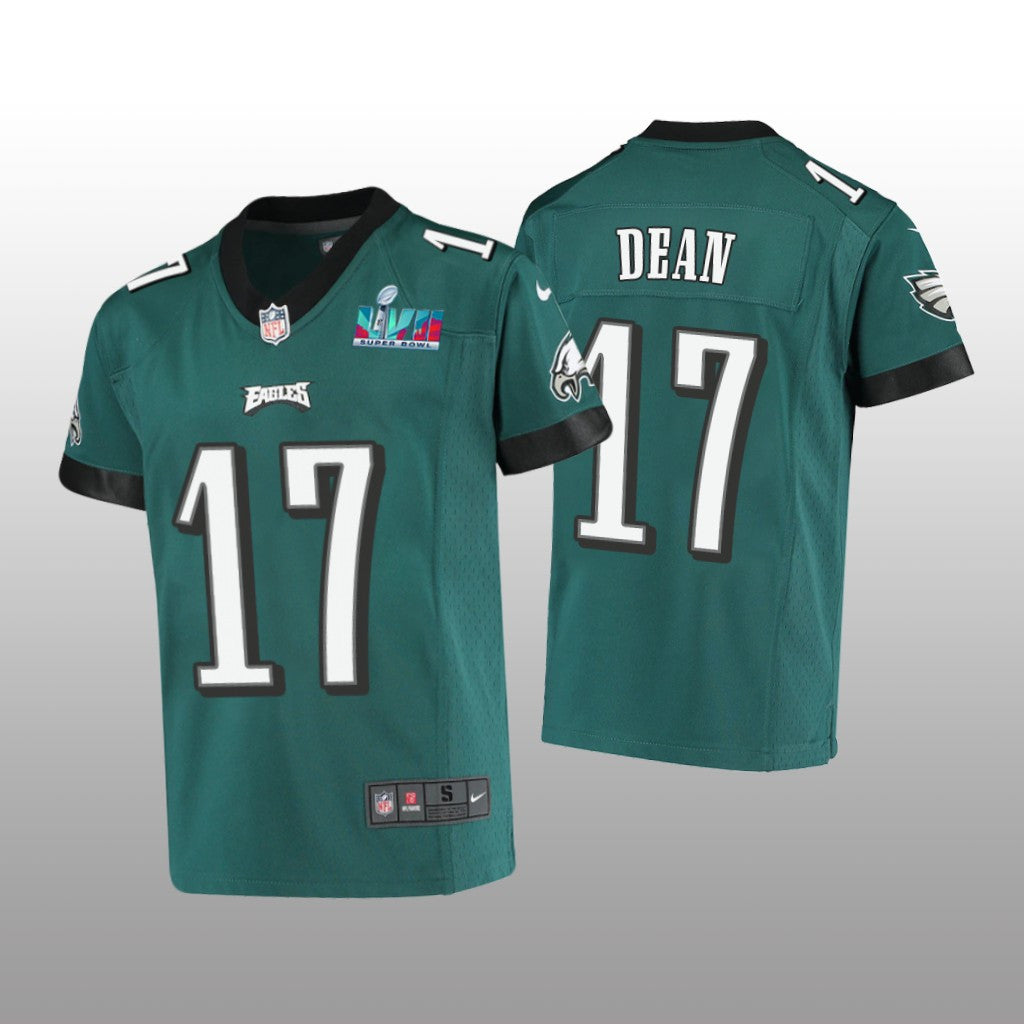 Philadelphia Eagles Nakobe Dean Midnight Green Game Jersey Super Bowl LVII Youth