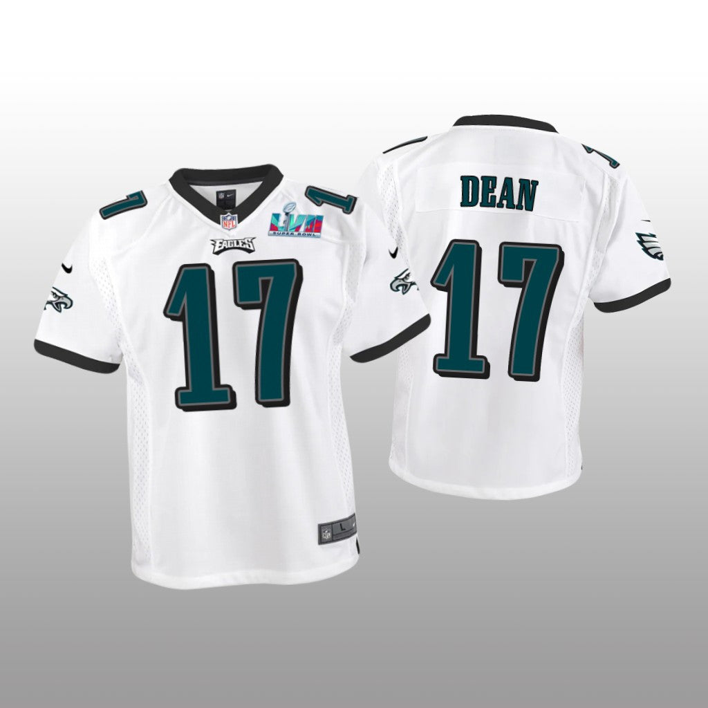 Philadelphia Eagles Nakobe Dean White Game Jersey Super Bowl LVII Youth
