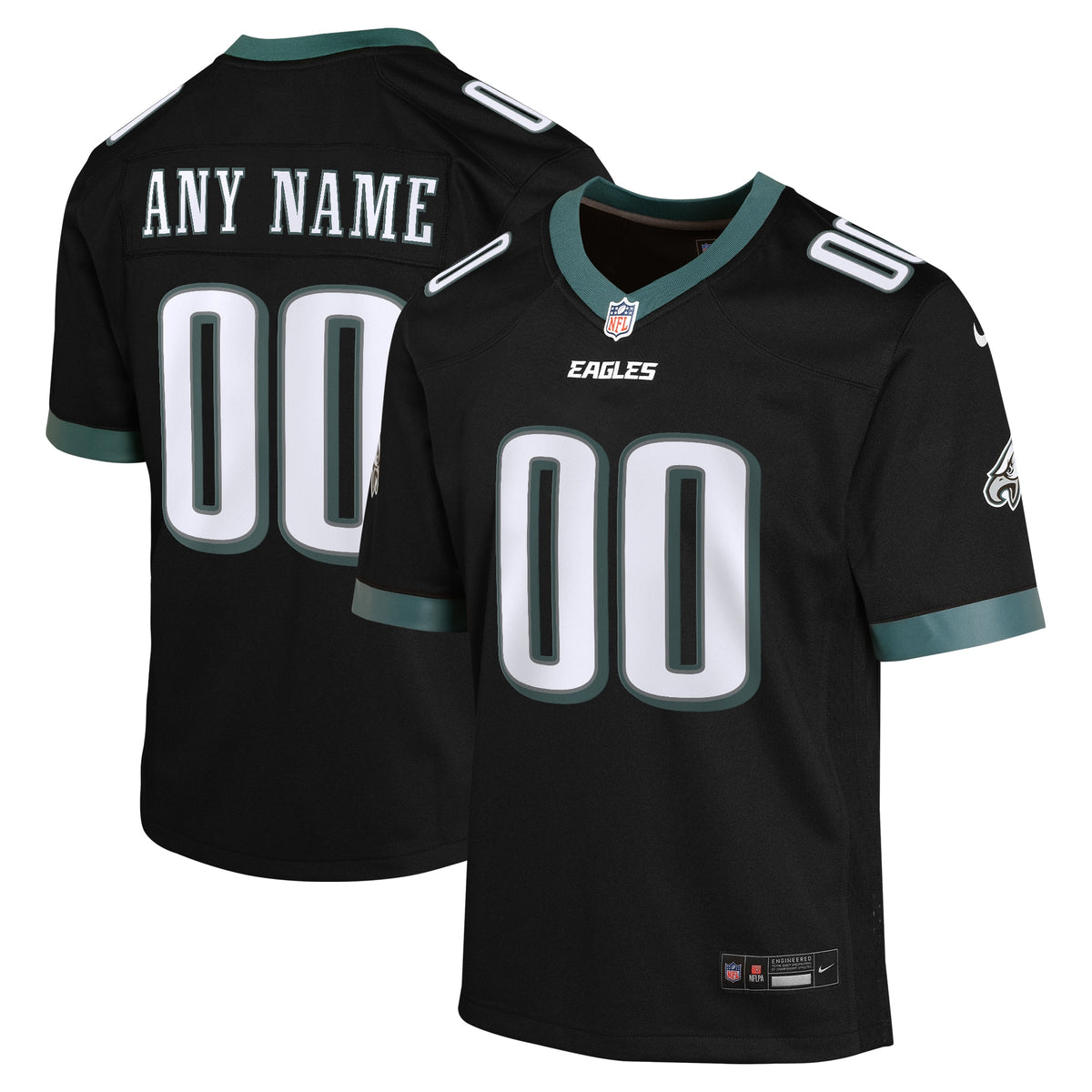 Philadelphia Eagles Nike Youth Alternate Custom Game Jersey Black