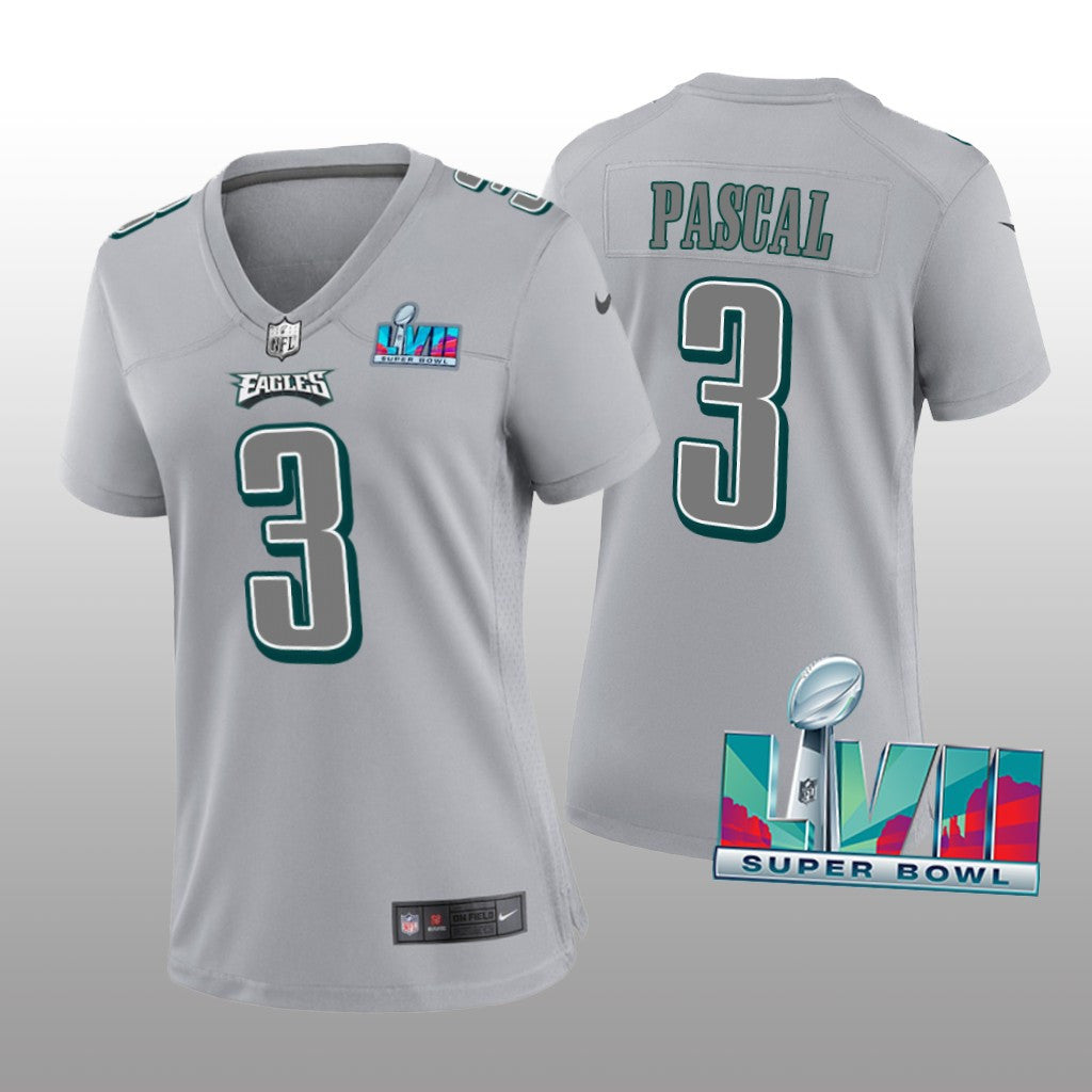 Philadelphia Eagles Zach Pascal Gray Atmosphere Jersey Super Bowl LVII Women's