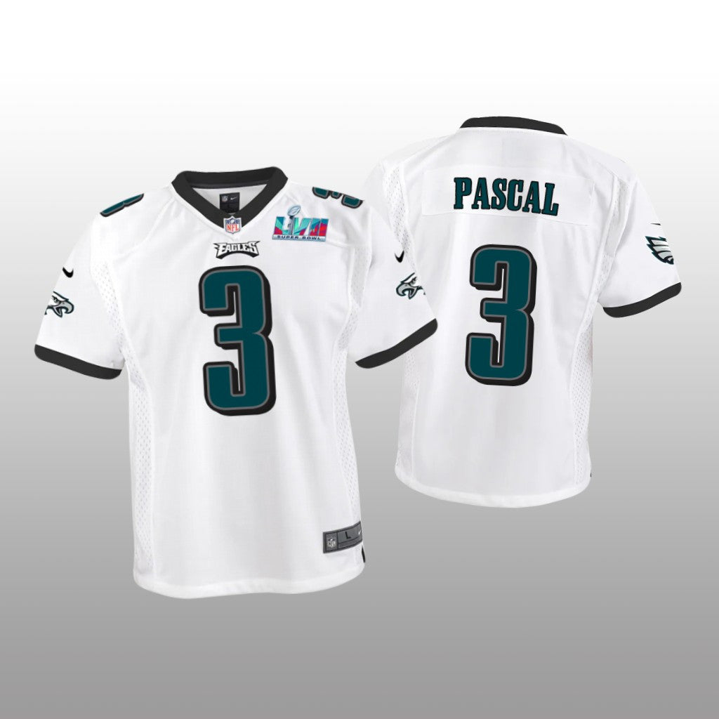 Philadelphia Eagles Zach Pascal White Game Jersey Super Bowl LVII Youth