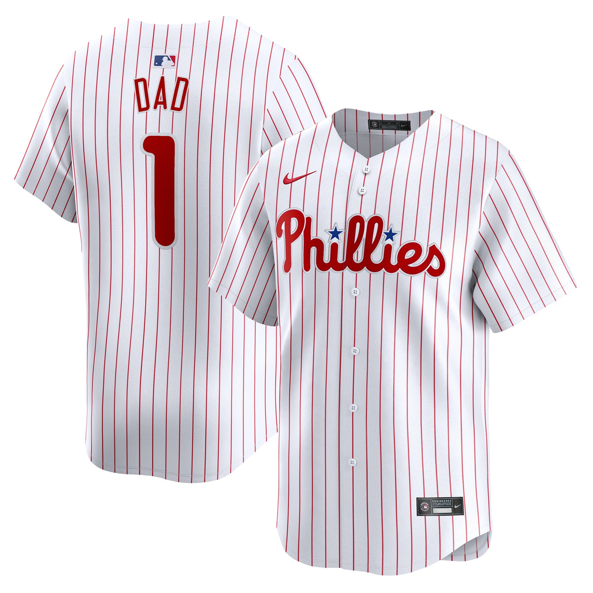 Philadelphia Phillies Nike #1 Dad Home Limited Jersey White