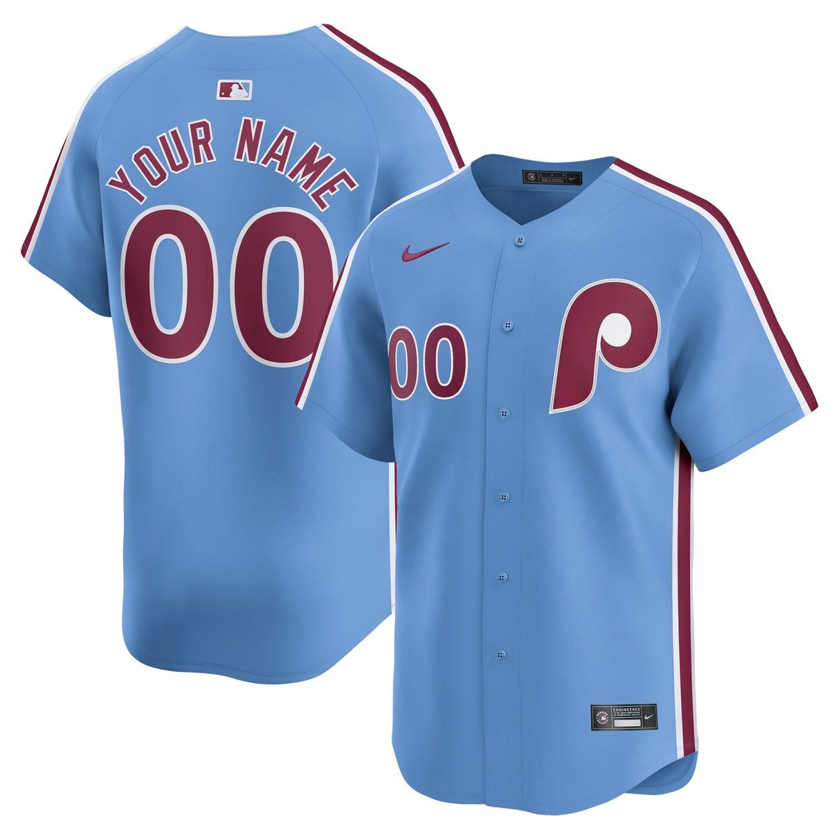 Philadelphia Phillies Nike Alternate Limited Custom Jersey Light Blue