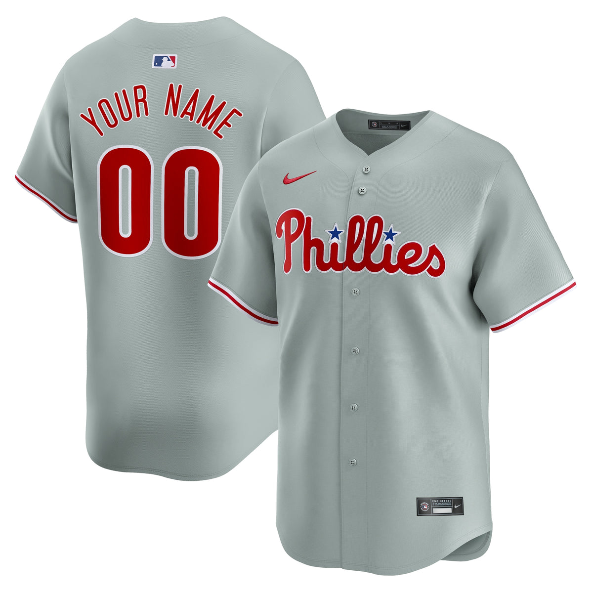 Philadelphia Phillies Nike Away Limited Custom Jersey Gray
