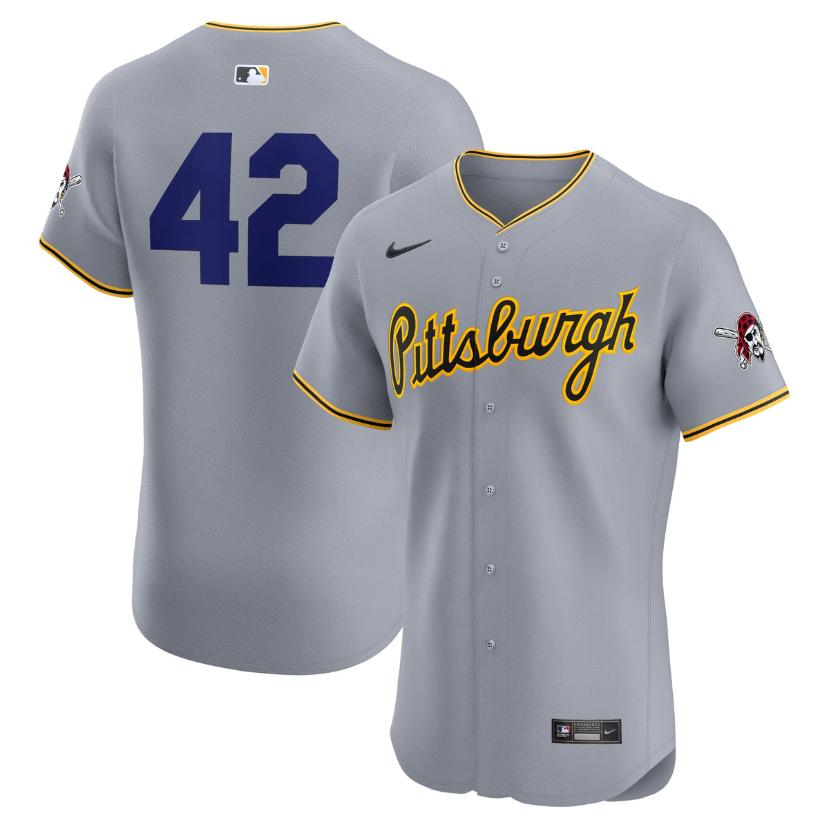 Pittsburgh Pirates Nike Road 2024 Jackie Robinson Day Elite Jersey Gray
