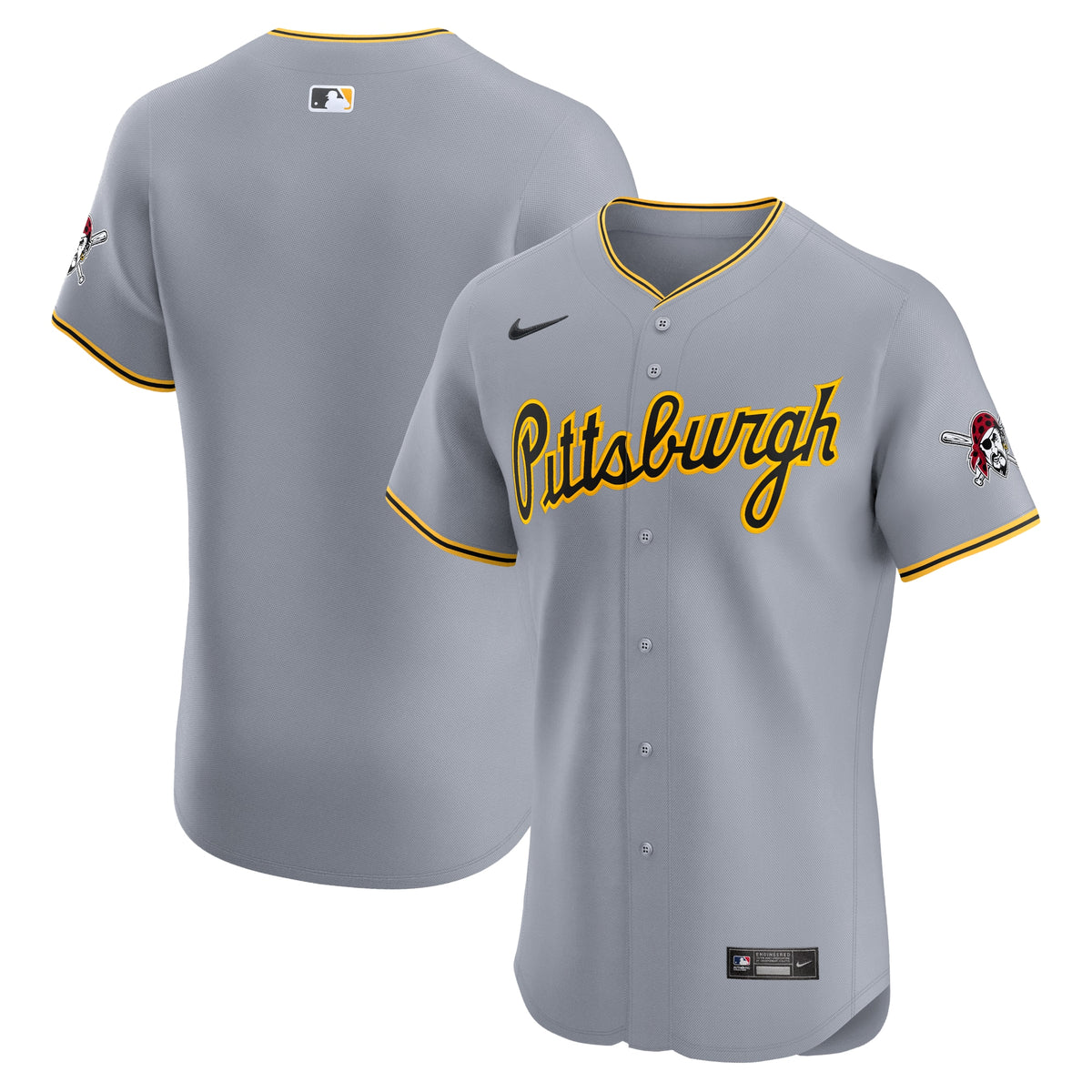Pittsburgh Pirates Nike Road Vapor Premier Elite Patch Jersey Gray